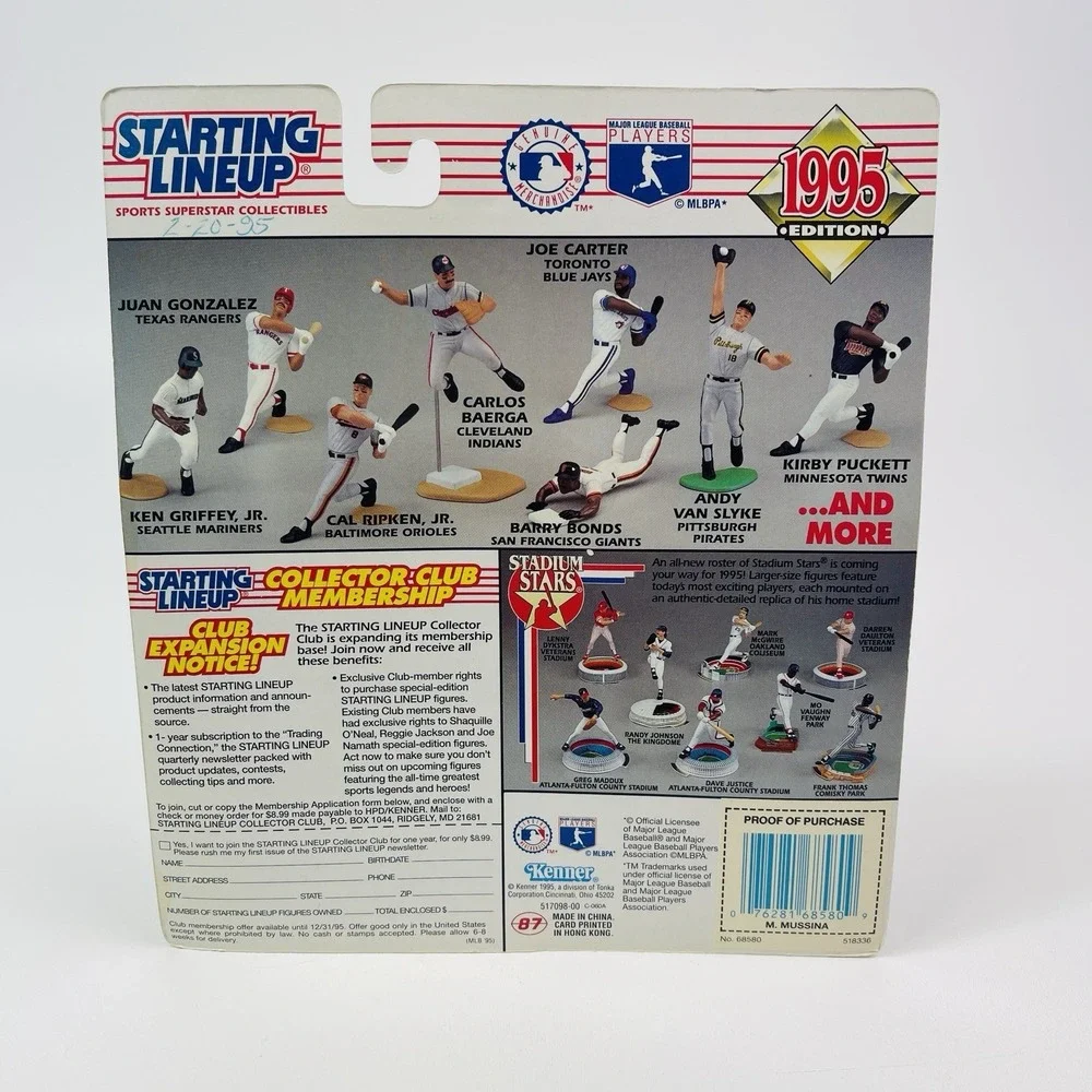 Starting Lineup Mike Mussina 1995 Edition Baltimore Orioles Figure and Card